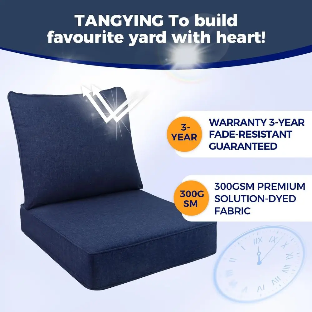 24 Set Bantal Kursi Luar Ruangan Tahan Air & Anti-UV untuk Kursi Patio, Sarung Dapat Dilepas