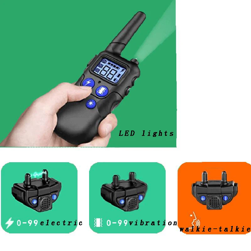 2000m Walkie-Talkie Pet Dog Training Collar Electric Shock Vibration Models Training Collars for Large Middle Small Dog