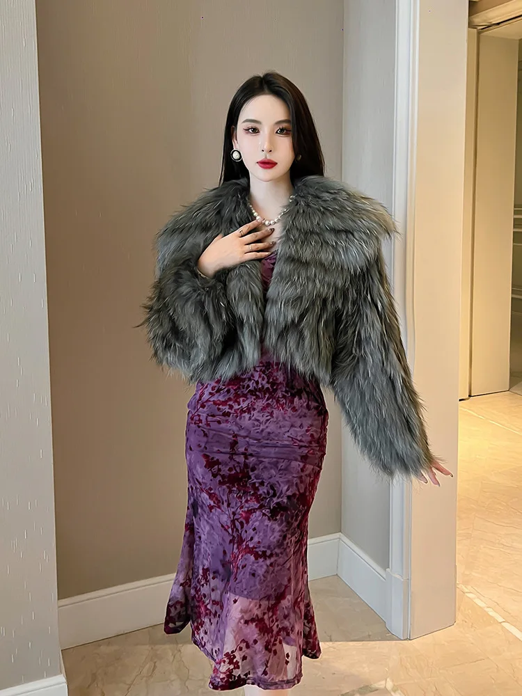 

Coigarsam Women's Dress 2024 New Office Lady French Style Solid Zipper Square Collar Mesh Purple Dresses
