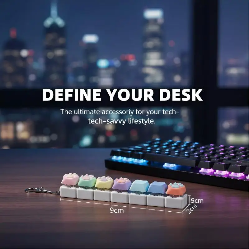 Stress- und Angstlinderungs-Tastatur-Schlüsselanhänger mit sechs Tasten und Licht für Büro, Zuhause, Erwachsene, Kinder, Entspannungs-Clicker-Geschenke – Detail 4