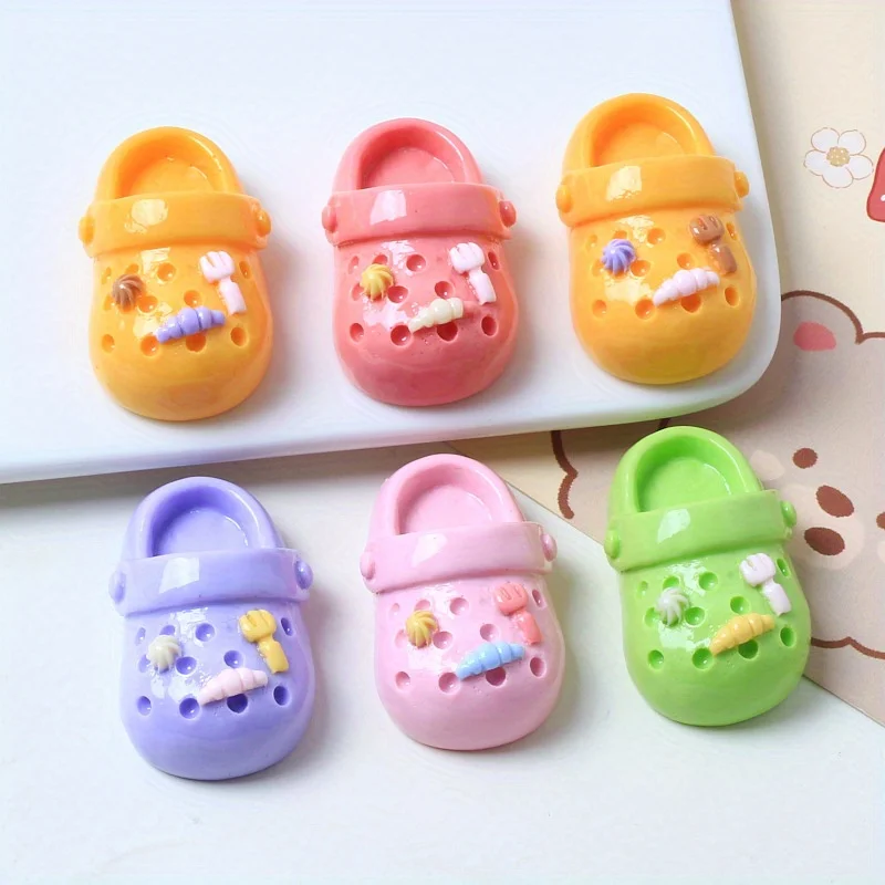 6pcs Cartoon Flip Flop Refrigerator Magnets, Cute Decorative Plastic Oval Fridge Magnet Set, Fun Whiteboard Magnetic Stickers