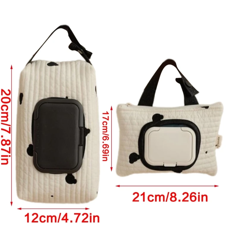 Practical Stroller Wet Wipe Storage Bag with Embroidery Designings Stylish Bear Embroidery Wet Wipe Pouches for Travel