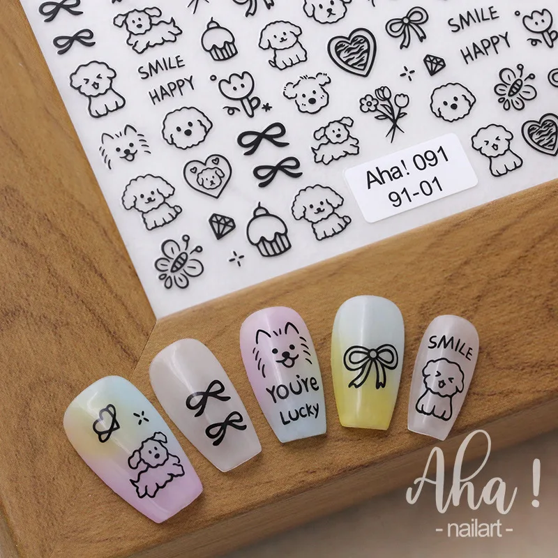 1pc 3D Cartoon Cute Cat Nail Sticker Graffiti Love Heart Gold Bronzing Star Slider Silver Charm Nail Art DIY Manicure Decoration