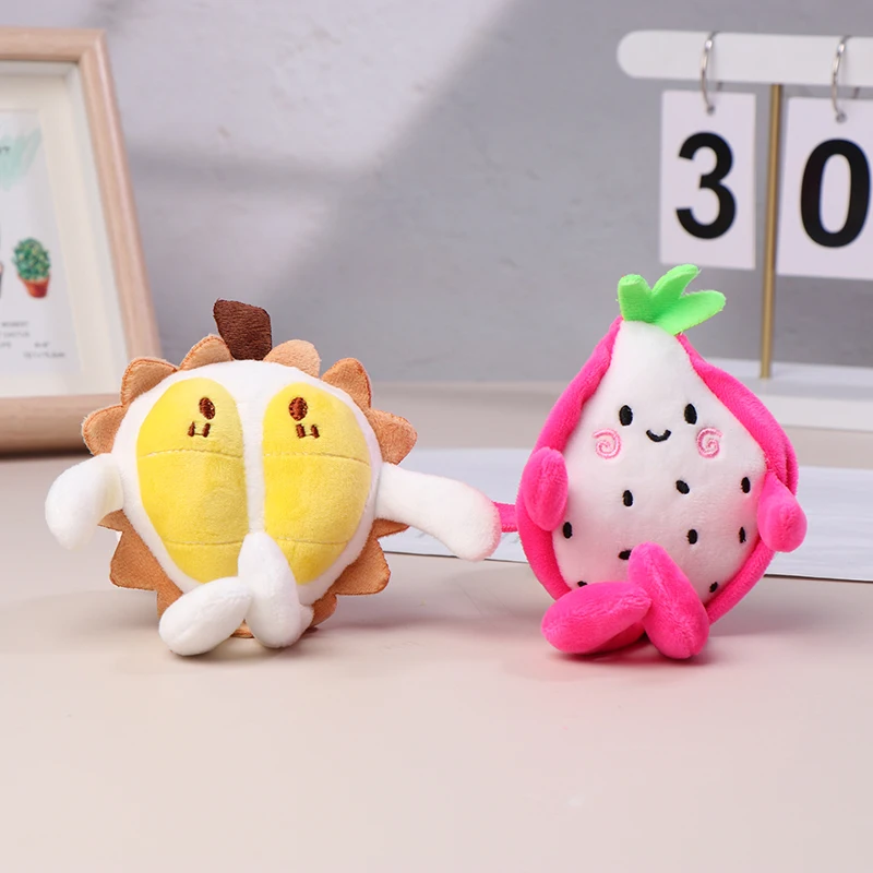 Portachiavi carino frutta drago frutta peluche bambola giocattoli cartone animato Durian Pitaya soffice portachiavi ciondolo zaino ciondoli borsa per auto decorazione regalo