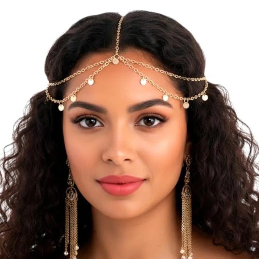 

Chain Headpiece Boho Sequin Head Chain Gold Prom Headpiece Hair Chains Jewelry Festival Halloween Prom Costume Hair Accessories