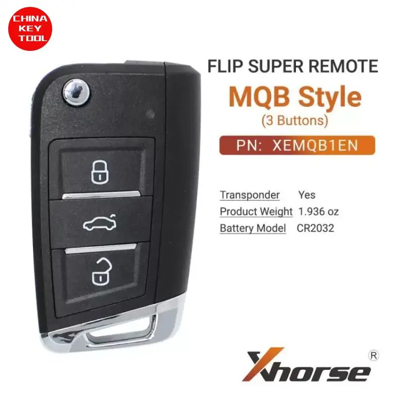 1 PCS Xhorse Super Remote Flip Key MQB Style 3 Buttons XEMQB1EN