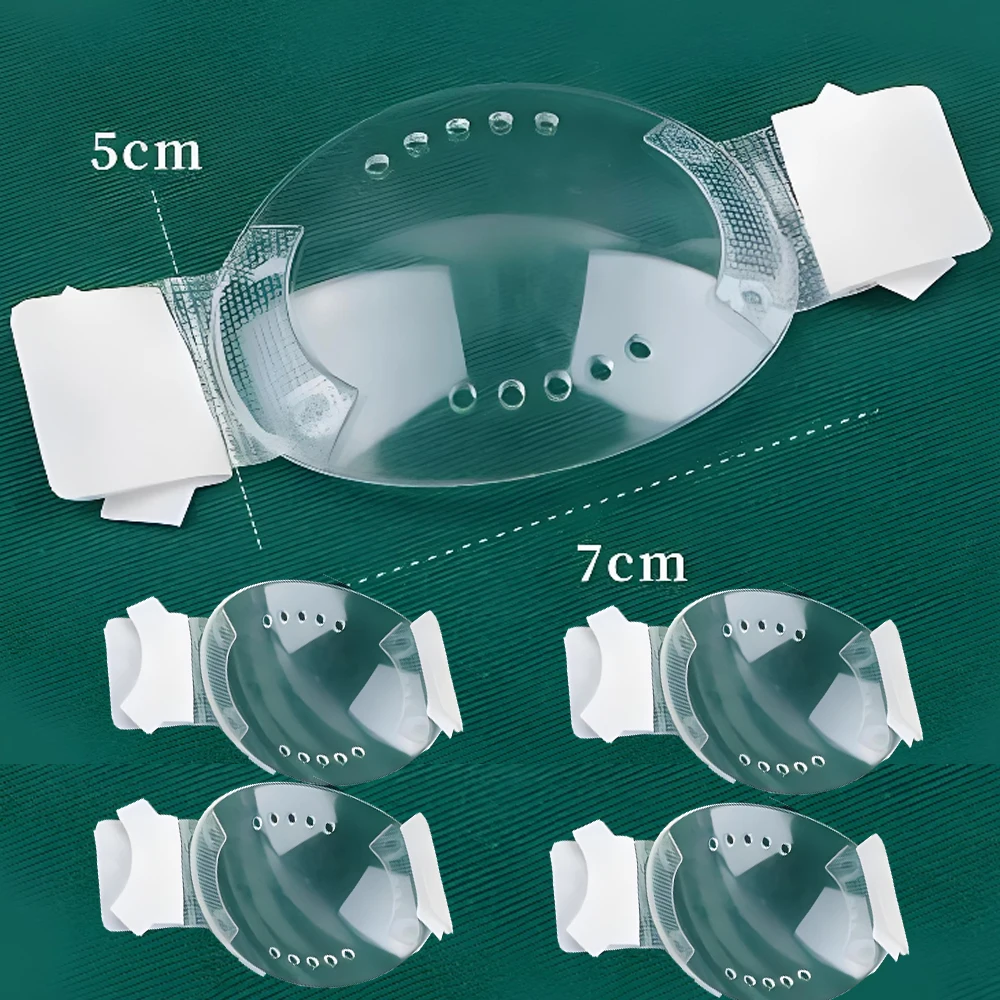 

10-50 шт. пластиковых защитных экранов для глаз, медицинские самоклеящиеся защитные очки, для использования после операции, прозрачные эллиптические защитные экраны с несколькими отверстиями.