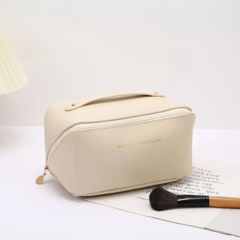 Large Capacity Handheld Cosmetic Case Portable PU Leather Pillow Makeup Bag Multifunction Waterproof Travel Toiletry Bag Outdoor