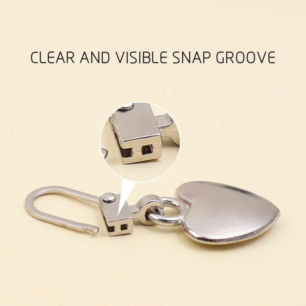 5Pcs Afneembare Metalen Ritsen Puller Diy Naaien Hart Vorm Rits Slider Hoofd Zakken Jas Rits Pull Tab Reparatie Kits accessoires