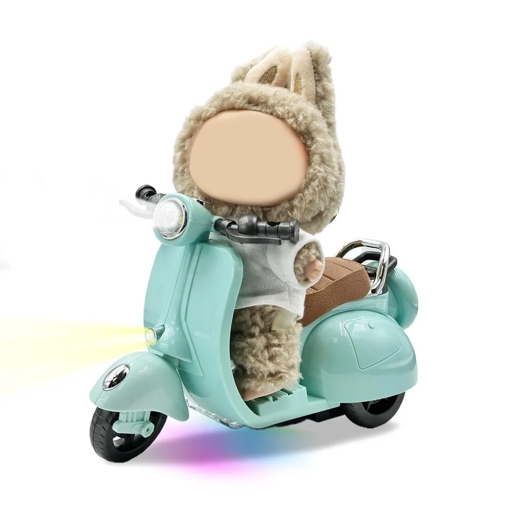 

Электрический кукольный самокат для куклы 17 см, забавные аксессуары для кукол с музыкой и подсветкой 360 ° Вращающийся пластиковый самокат без батареек