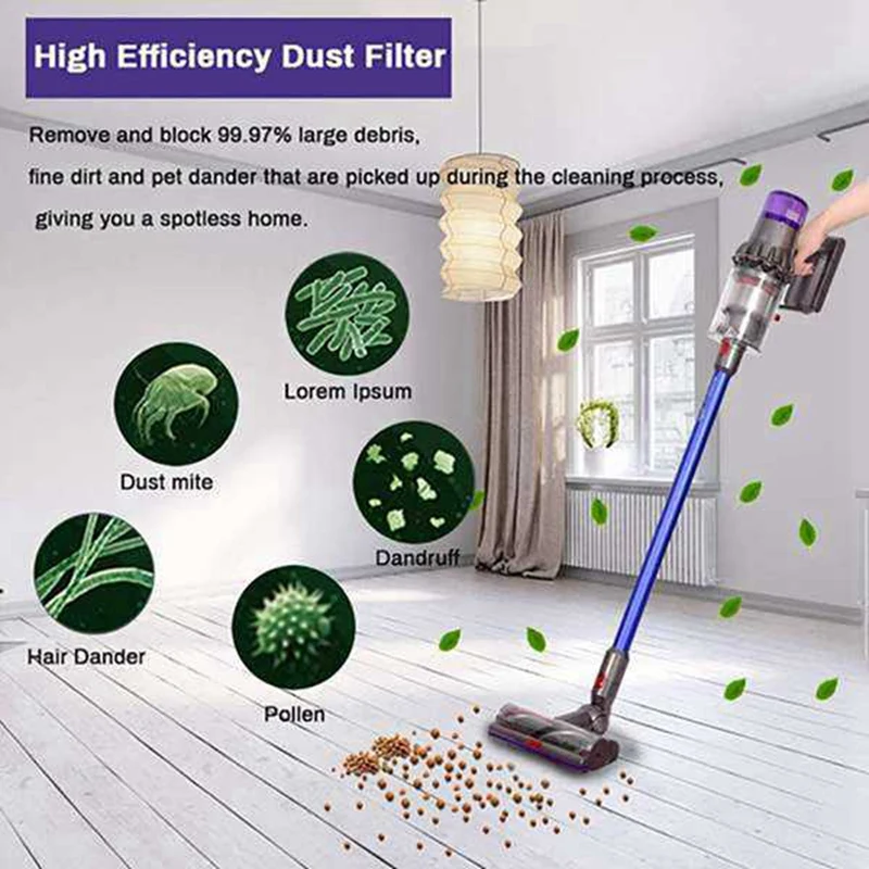 Conjunto de repuesto para aspiradora inalámbrica Dyson V6, 2 paquetes de prefiltros y 2 paquetes de filtros Post-filtros compatibles con colchón