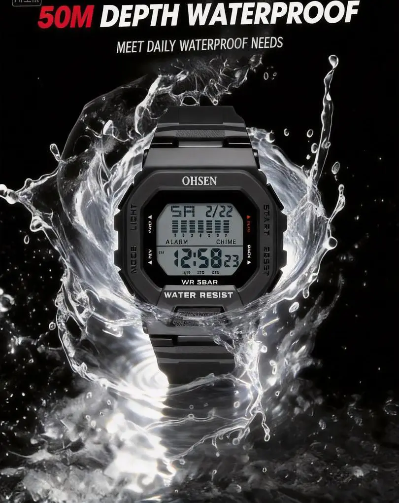 Fashion Digital Men Watch relogio masculino Red Waterproof Outdoor Sport Silicone Watch Army Electronic Wristwatch Reloj Hombre