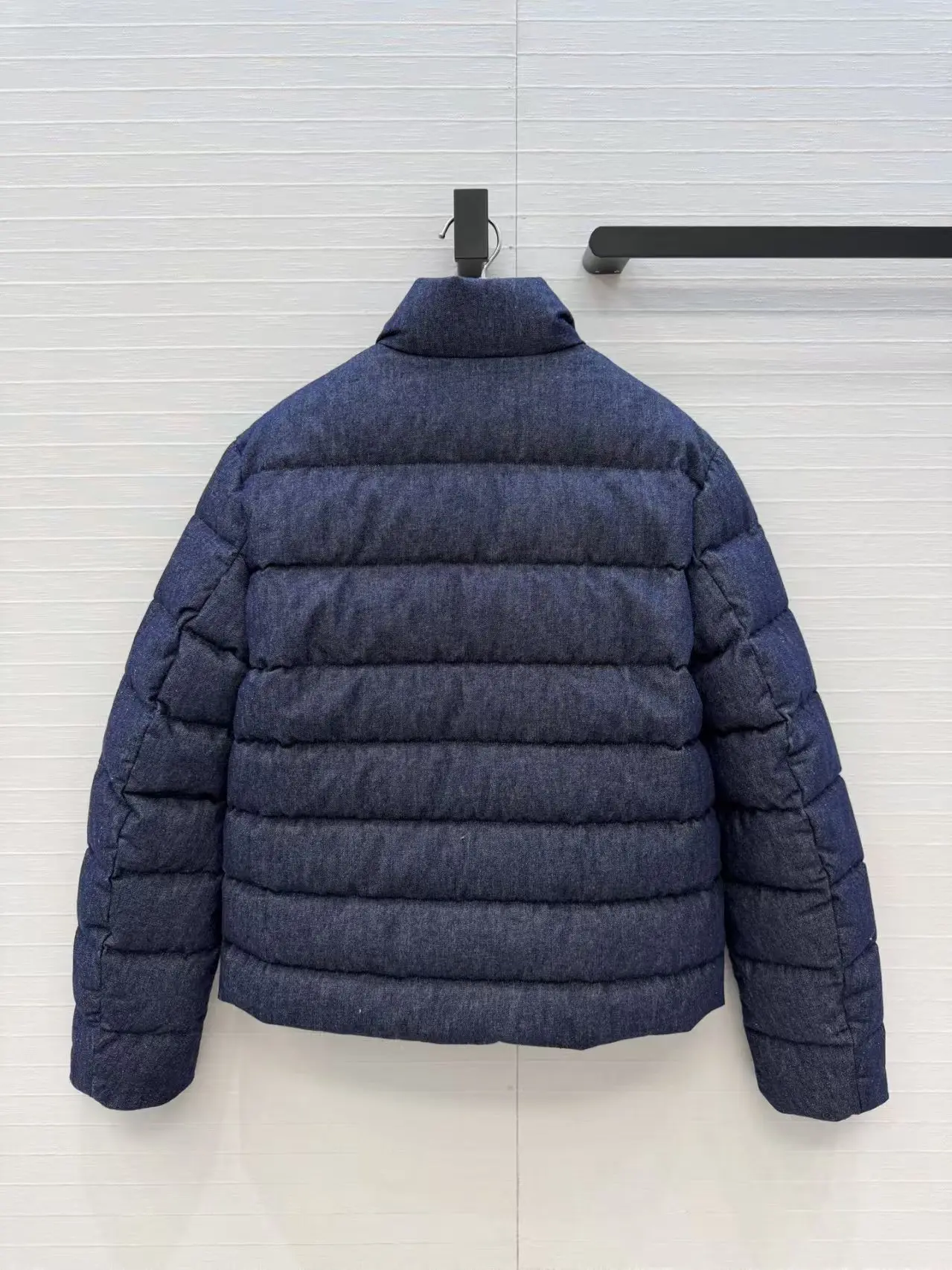 Autumn and winter new fashion stand up collar hidden waist short silhouette denim down jacket women's top
