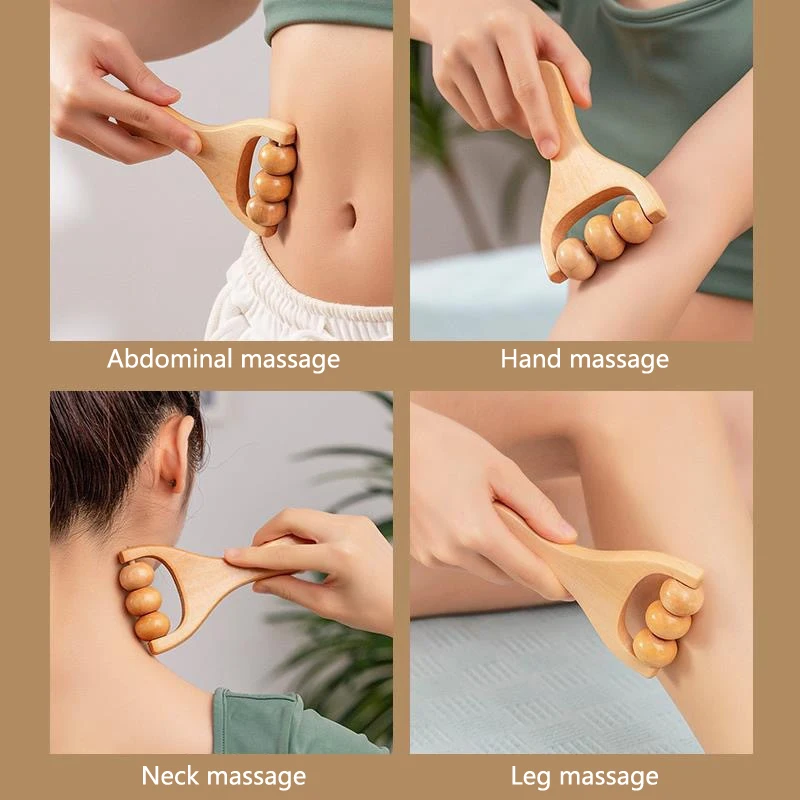 Massage Roller Tool Waist Thigh Leg Hands Full Body Massager Pure Pear Wood Lightweight Natural Muscle Roller