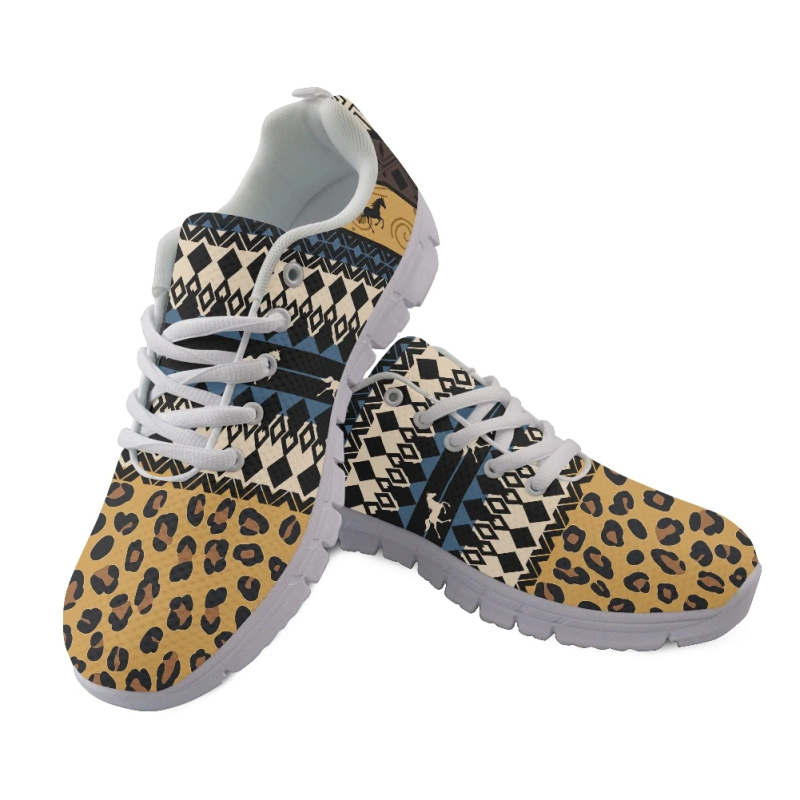 Coloranimal Horse Print Mesh & EVA Sole Mens Lace Up Athletic Trainers Low Top Fitness Shoes for Womens 2026 Trending
