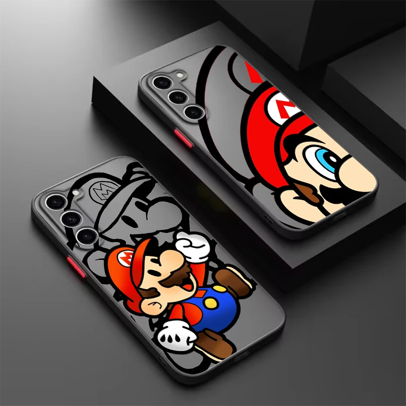 Mario Cool Cute Cartoon Frosted Translucent For Samsung Note 20 A35 A03 A54 A31 A22 A34 A14 A24 A04 A55 5G Funda Phone Case