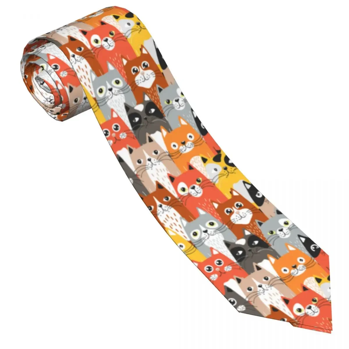 Funny Cartoon Cats Tie Doodle Business Neck Ties Kawaii Funny Neck Tie For Men Custom DIY Collar Tie Necktie Gift