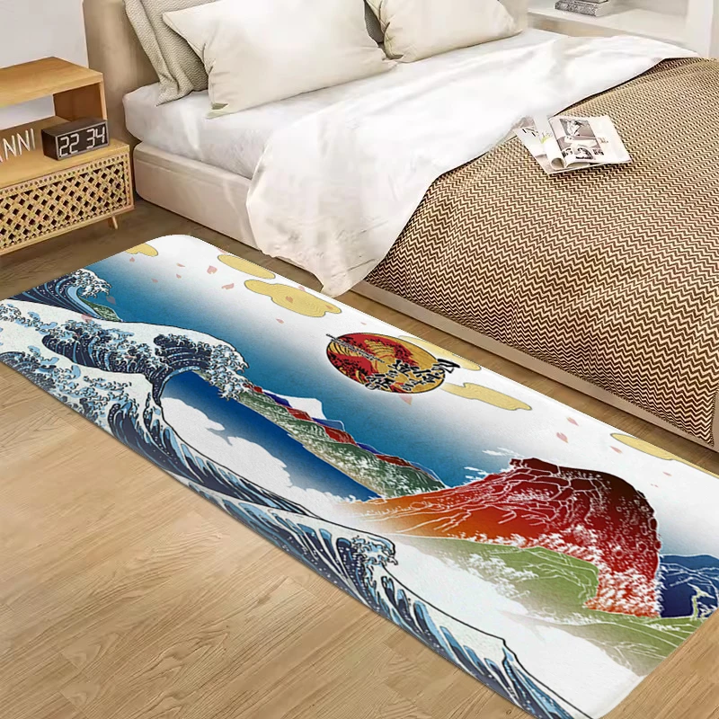 Custom Carpet for Bedroom S-Japanese Wavess Funny Doormat Entrance Door Mat Kitchen Treadmill Rugs Home Decorations Bathmat Rug