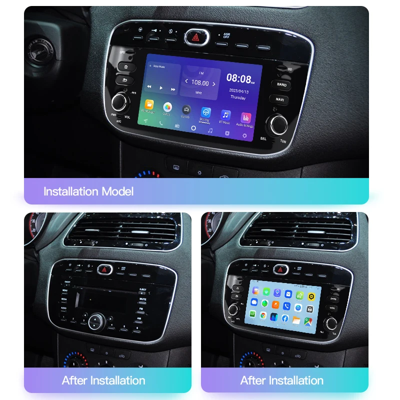 For Fiat Linea Punto EVO 2012-2015 Android 13 AutoRadio Stereo Car Radio Multimedia Video Navigation GPS Carplay DSP 2 Din Wifi