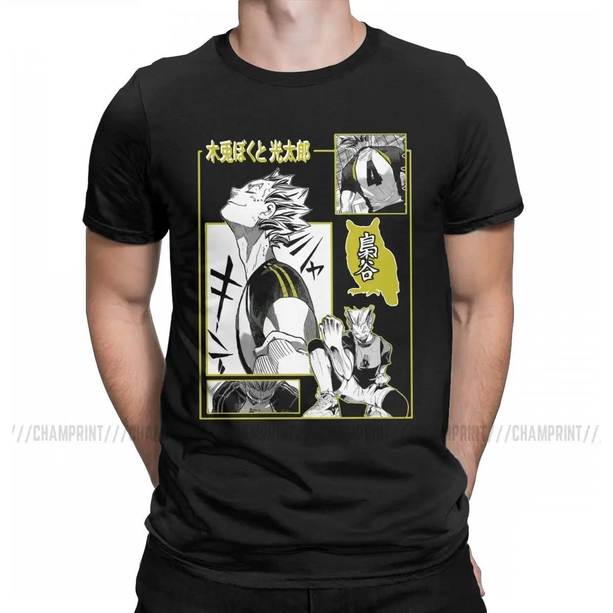 Haikyuu Kotaru Bokuto постер футболки для мужчин аниме для досуга Чистый хлопок тройники круглый воротник короткий рукав Футболка подарок одежда