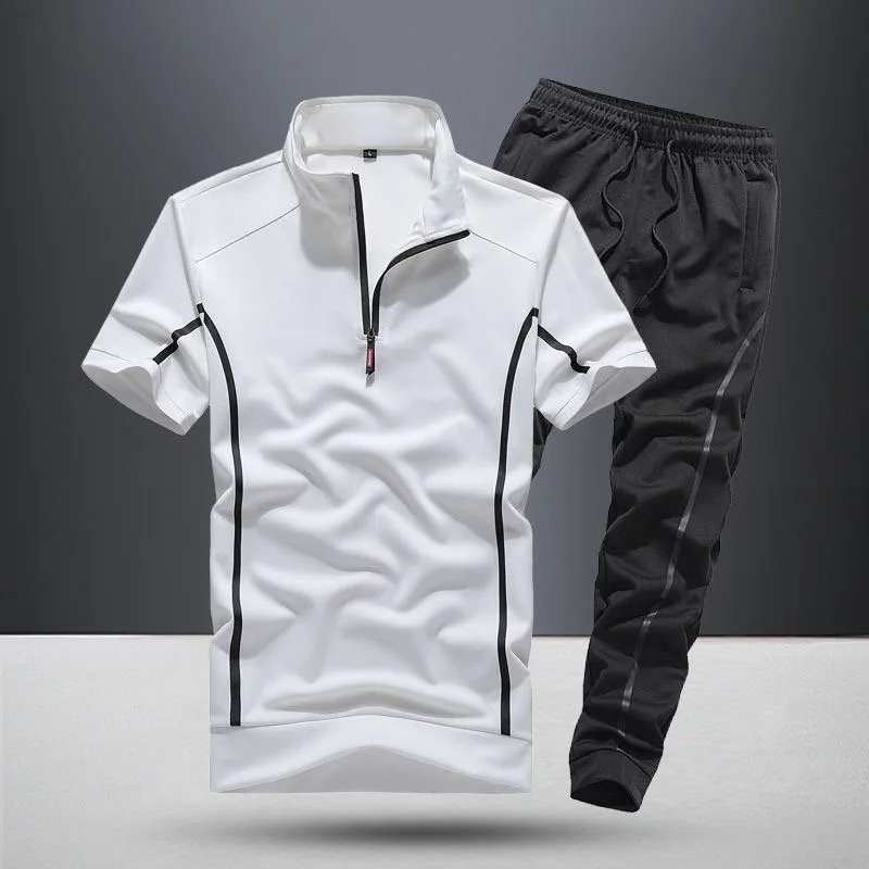 Conjunto deportivo de manga corta para hombre, camiseta transpirable de talla grande, informal, holgada, cómoda, de alta calidad, verano, 2024