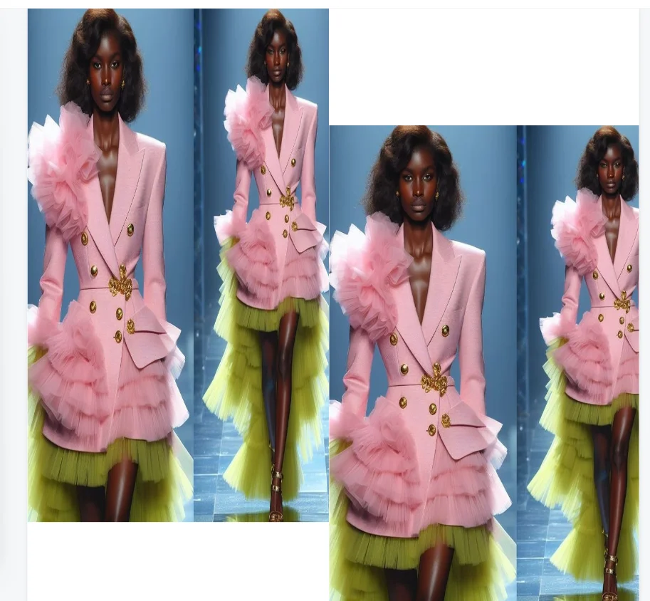 الوردي الأخضر المرأة البدلة 1 قطعة السترة الطويلة مرحبا لو فستان الحفلة الراقصة مكتب رسمي سترة حريمي مخصصة المتدرج تول الزفاف البدلات الرسمية معطف