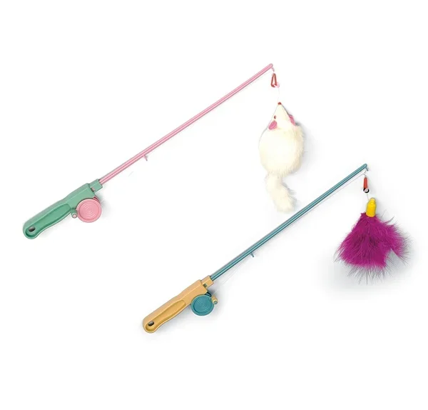 6951-ML High End Design Durable Plastic Interactive Toys Kitty Cat Fishing Rod And Reels With Mouse