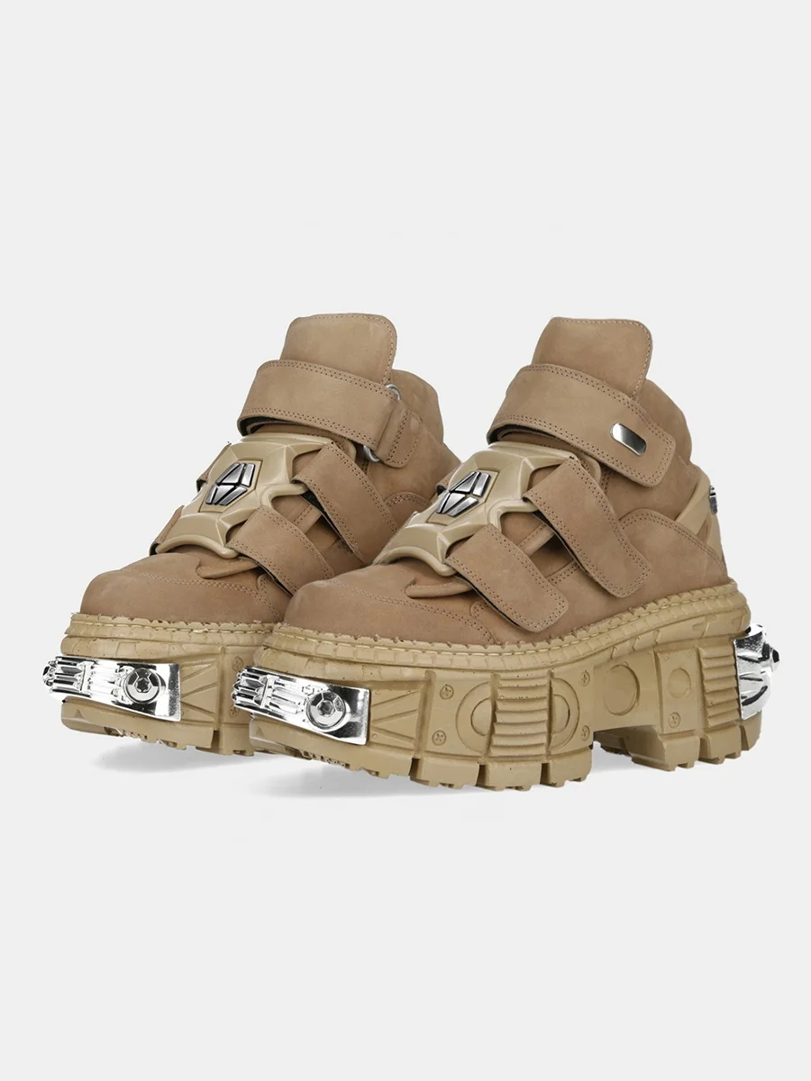 

Модные тапочки Thi Bot Roabilly Street Sle oes ex Punk Metal с высоким берцем на платформе Faionable Cross Bule Design