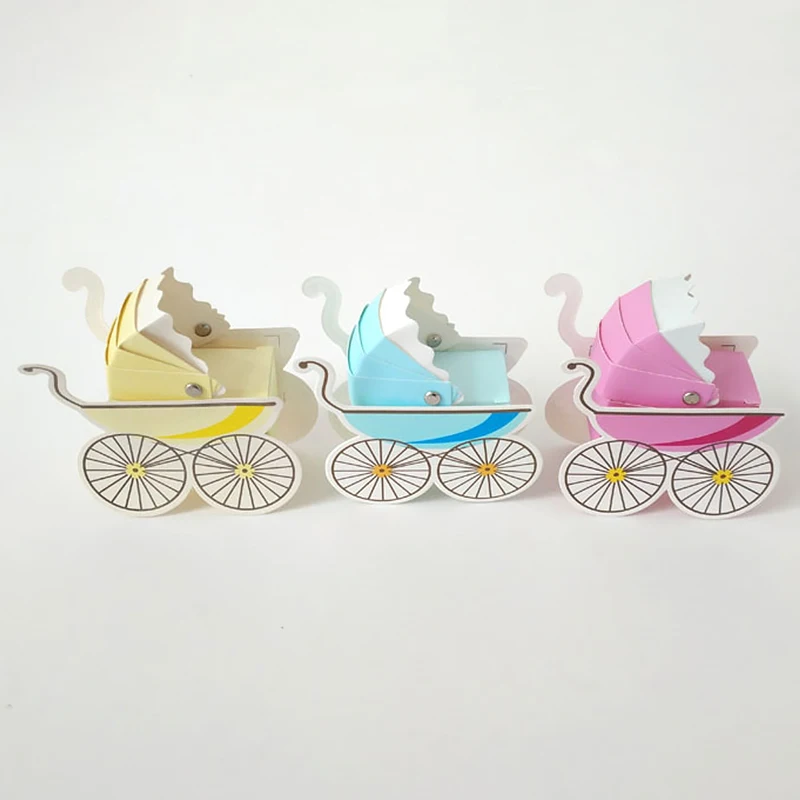 3 Styles Stroller Shape Candy Box Art Paper Sugar Coffee Tea Leaf Wrap Container Wedding Baby Shower Birthday Packing Storage