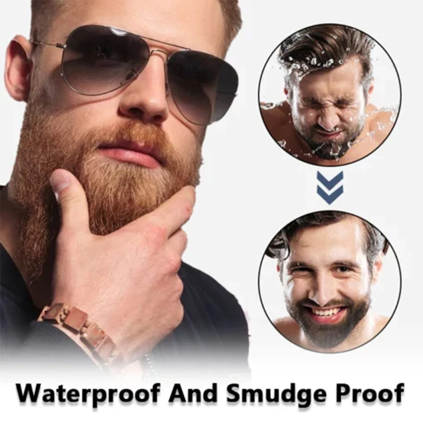 Beard Pen Filler Penci With Brush Kit Waterproof Long Lasting Repair Moustache Coloring Shaping Tools Hair Eyebrow Pencil