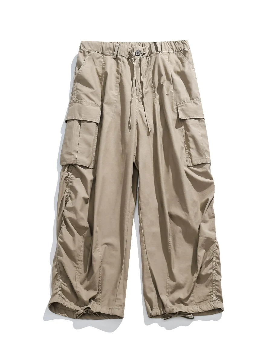 

Retro Japanese Sle y Wide Leg Cargo Pants ex Loose Casual Pants with Big kets Youthful Spring Autumn Wear