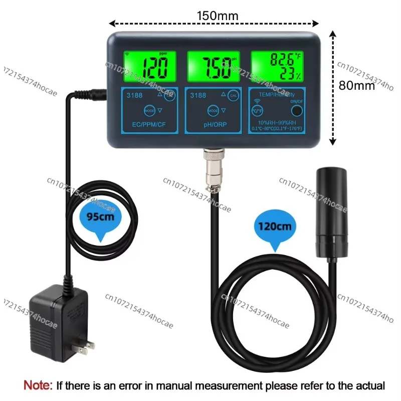 

Tuya App Online Digital Acidity Meter 8 in 1 PH/ORP/EC/TDS/Salt/S. G/CF/Tempered Multifunctional Water Quality Tester