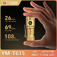YEMAO F40CU 1200LM Brass Mini Flashlight - Rechargeable 16340 Battery, Magnetic Tail & Metal Clip W/Diffuser for Emergency & EDC
