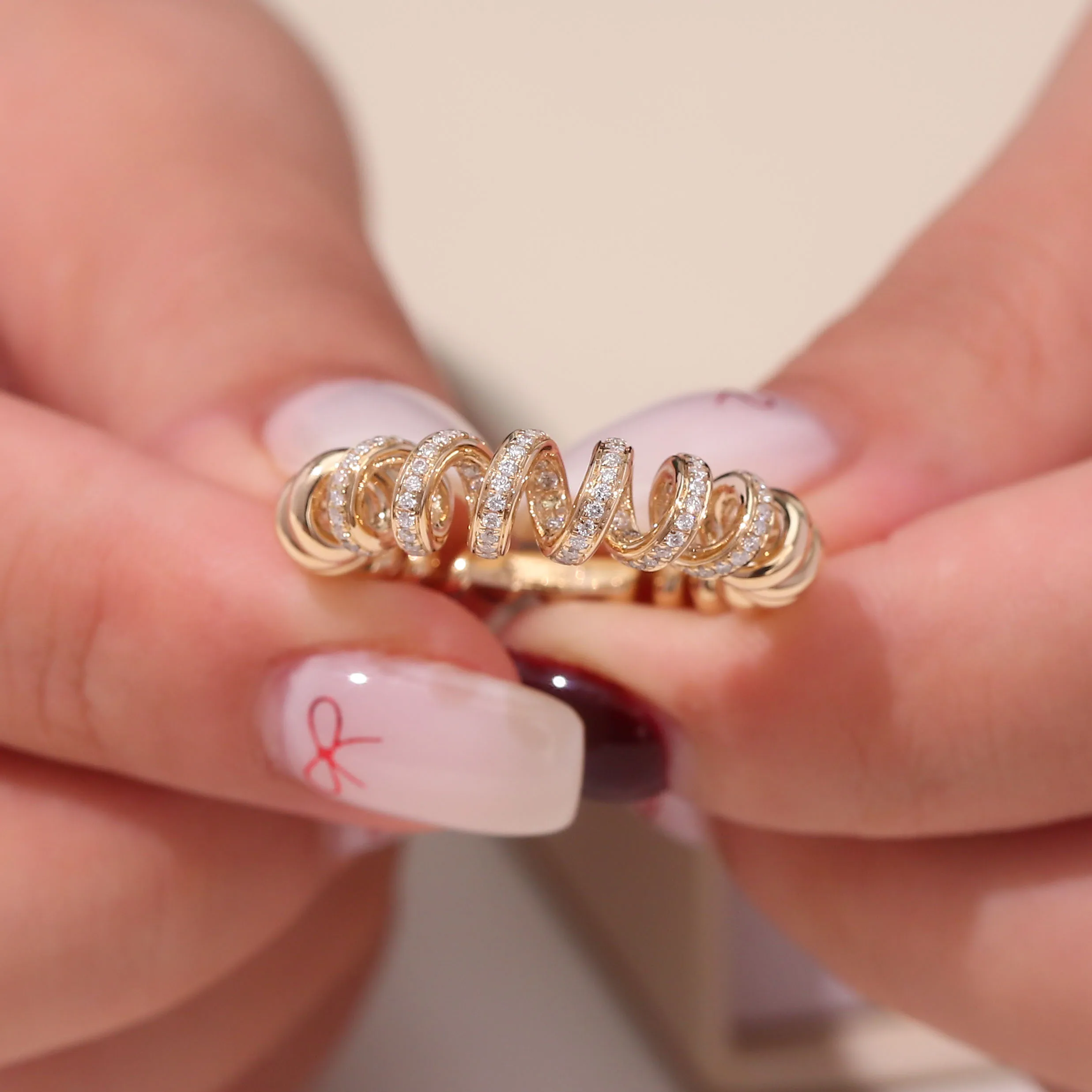 Provence Spiral Point Ring 10KGold DEF/VS lab diamonds Everyday Fashion Rings Women's Parties Accessories jewelry Custom