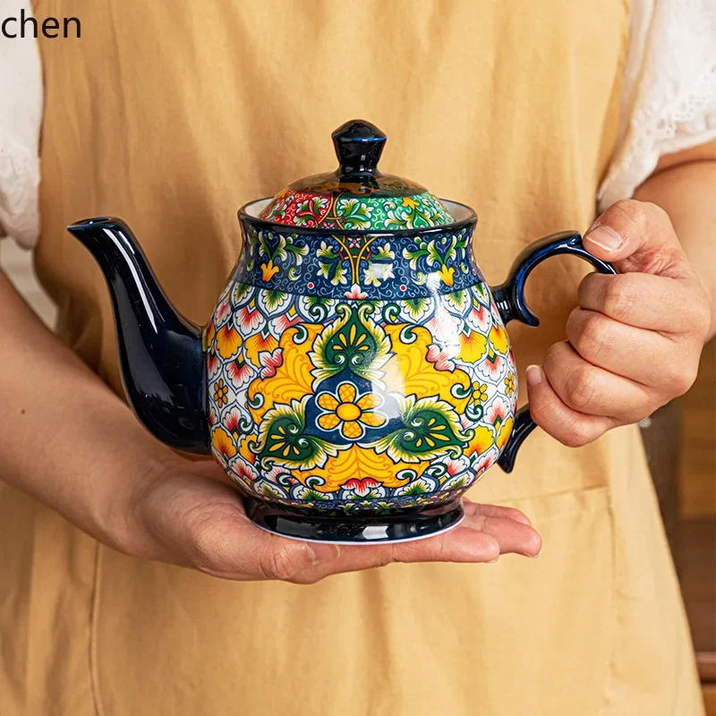 DSArice bowl retrofor home large plate ethnic wind kettle salad bowl tableware suit