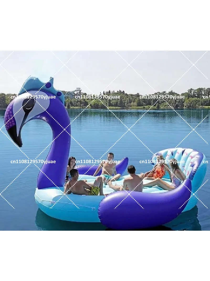 large 6-person inflatable flamingo floating island unicorn water to Shanghai Island floating raft