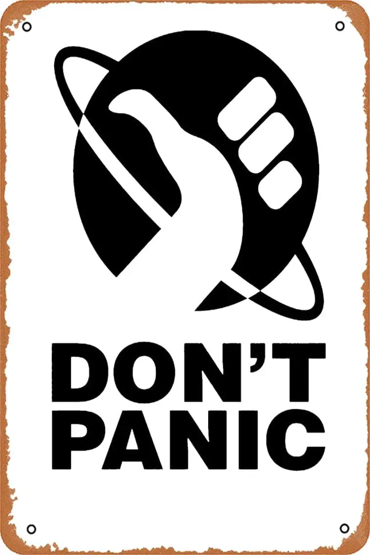 Don't Panic - Hitchhikers Guide Metal Print Metal Tin Sign Vintage 8x12 Inch