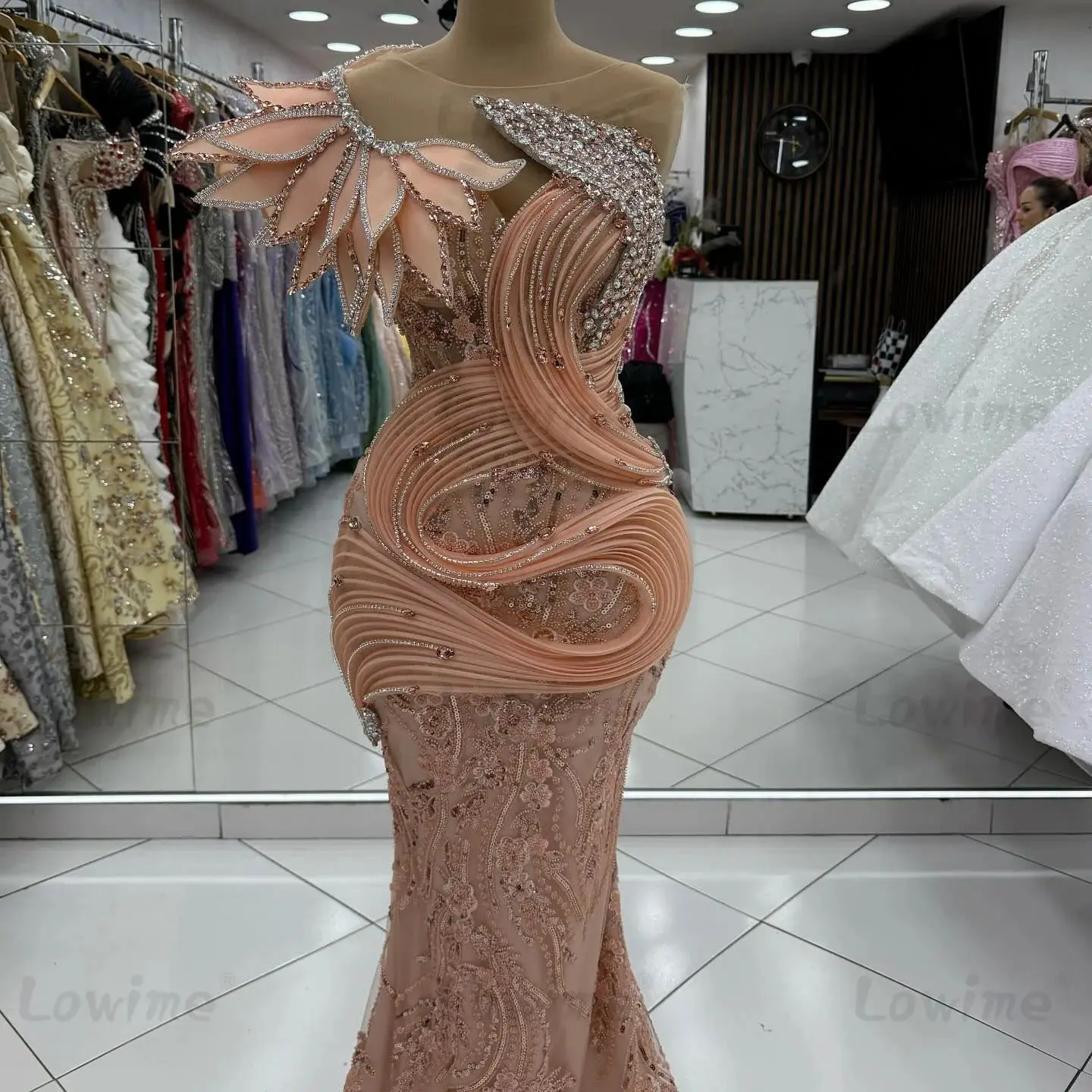 

2026 Customized Arabic Prom Dresses Sparkle Crystal Beaded Mermaid Evening Gown Women Cocktail Dresses Long Party Birthday Dress