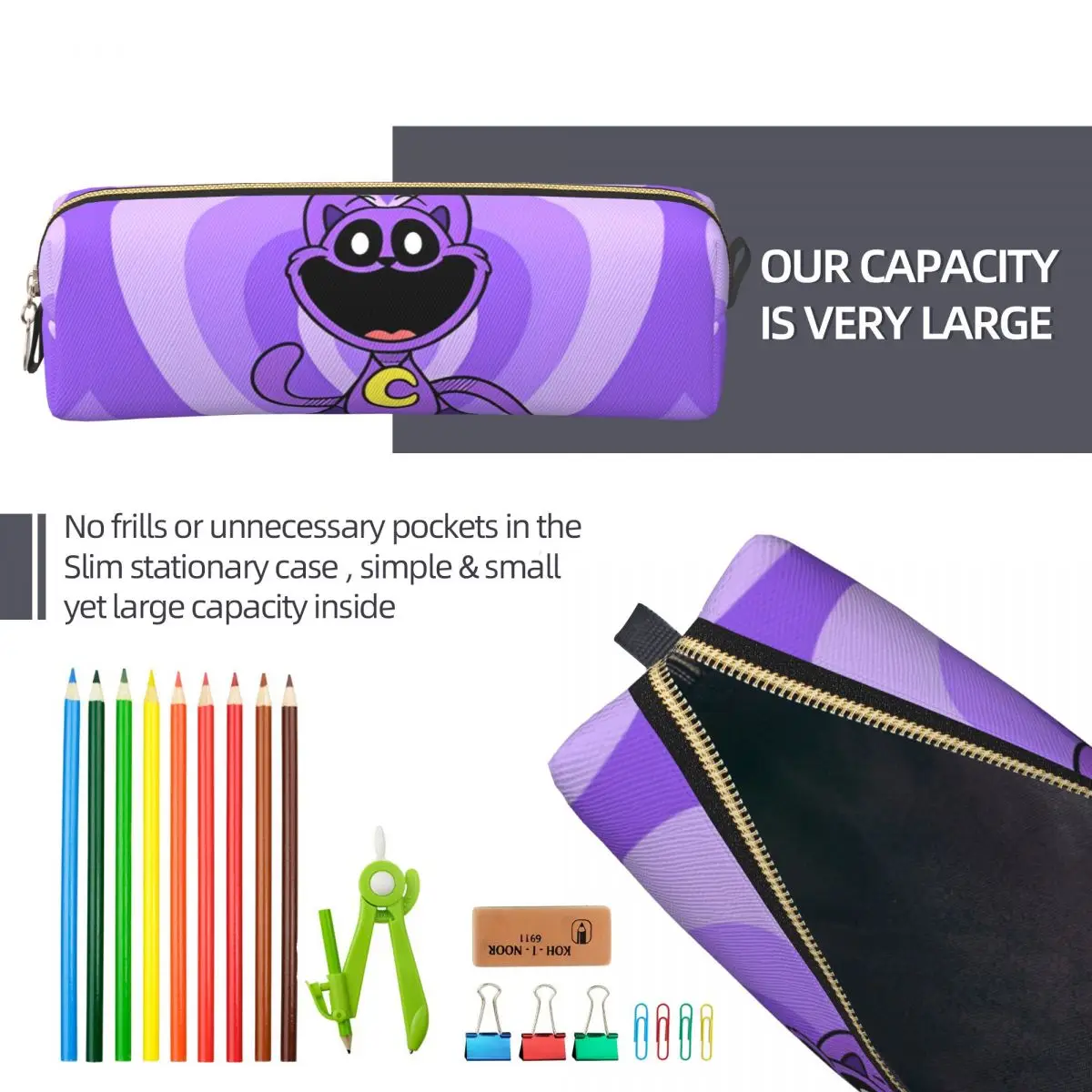 لطيف يبتسم المخلوقات مقلمة لعبة الكرتون القلم حقيبة الفتيات الفتيان تخزين كبير اللوازم المدرسية سستة صندوق رصاص