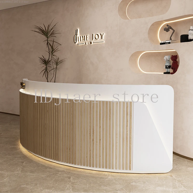 

Custom Front Desk Reception Counter - For Company/Beauty Salon, Simple Design with Baking Paint Finish Suitable as Checkout Desk