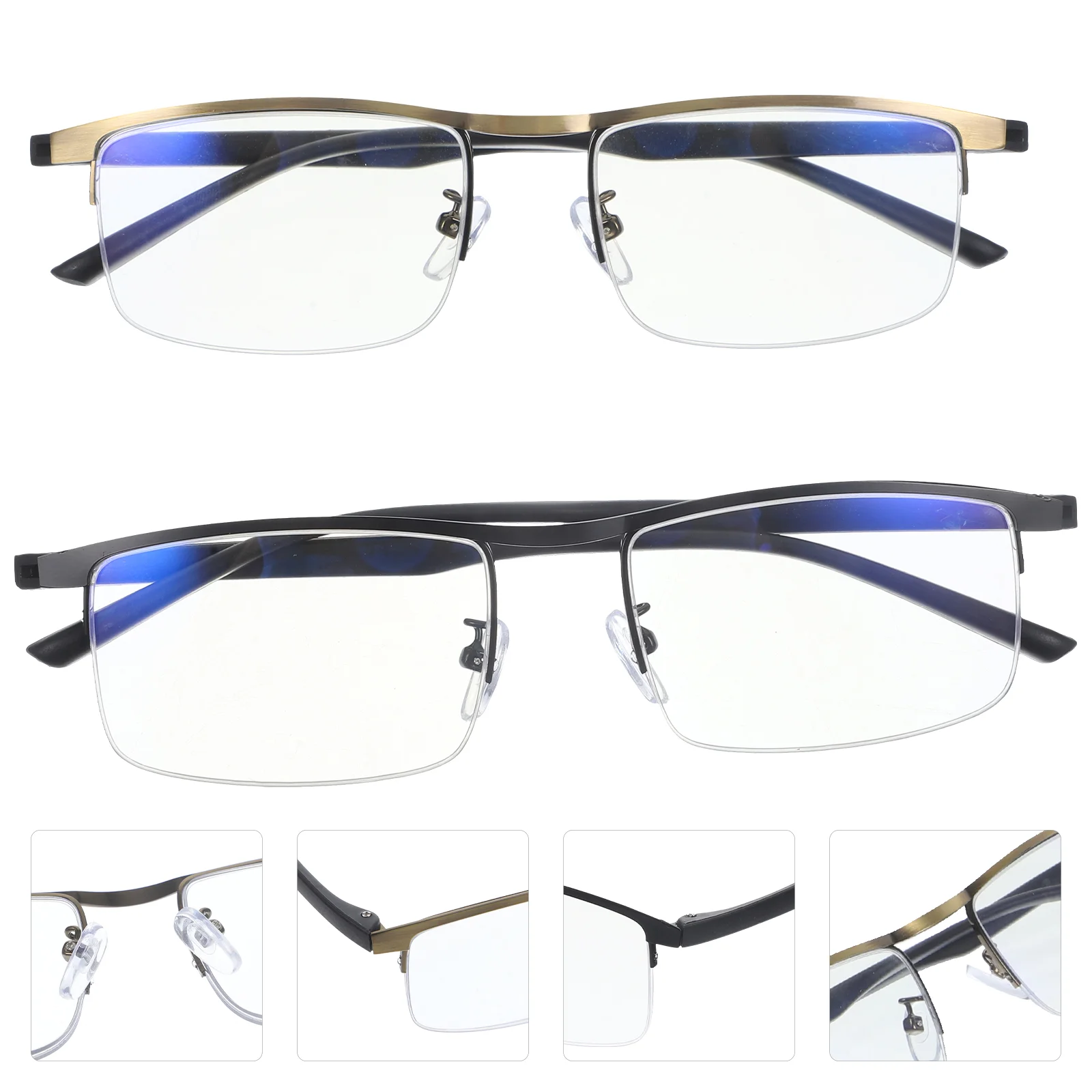 2 Pcs Fashion Auto Reading Glasses Elderly Men's Professional Magnifying Eyeglass