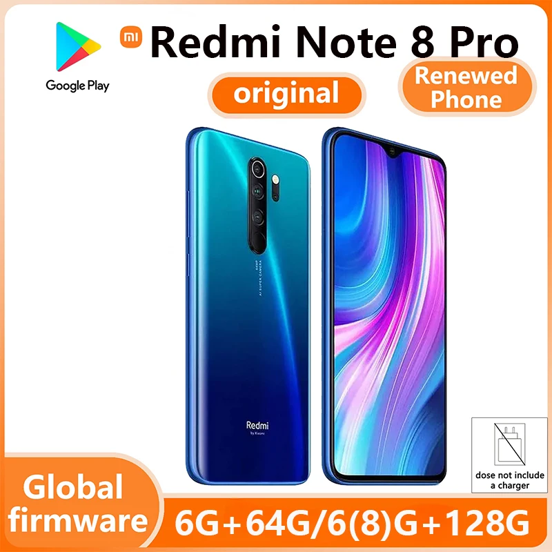 

Original Xiaomi Redmi Note 8 Pro 8GB 128GB 4G Smartphone Android Mobil Phone Dual SIM Cellphone Global No Charger Used Phone