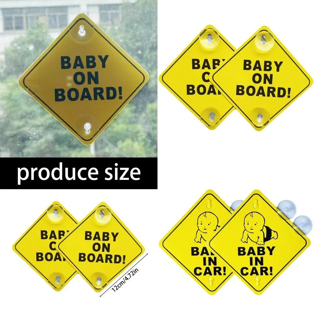 

652F 2 Piece High Visibility Infant Safety Car Sticker User Friendly Baby Safety Warning Sign Feature Easy Installation