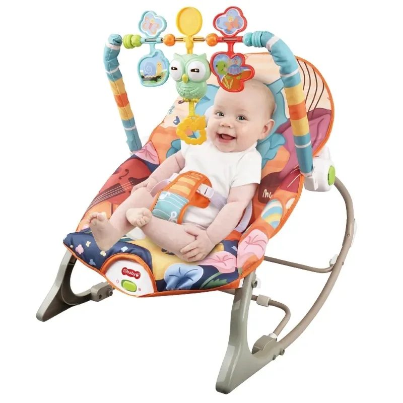 KSF-Chaise à bascule confortable pour bébé garçon, sécurité infantile, musique, lumières, vibration, jouets de couchage pour enfants