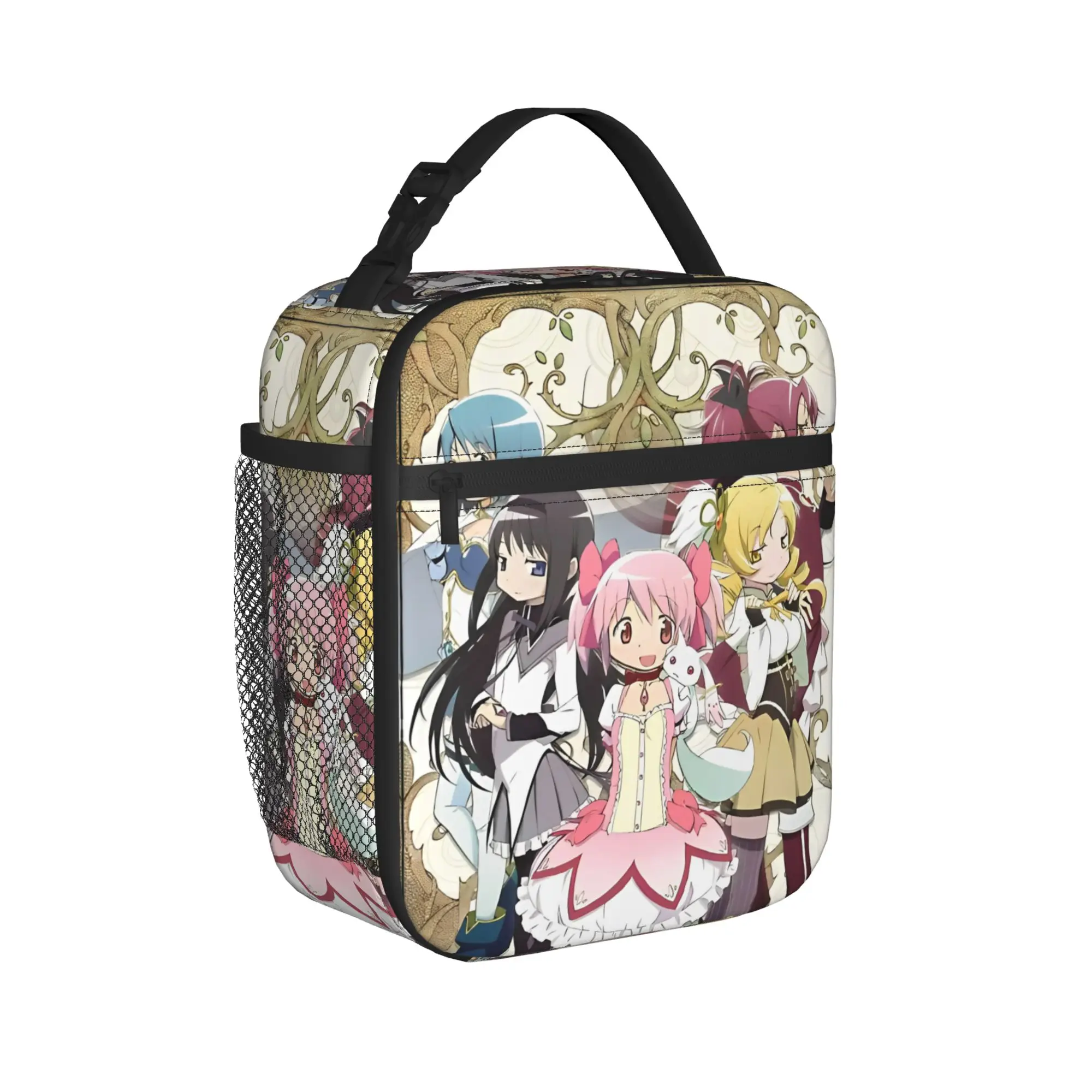 Kyubey Puella Magi Madoka Magica Lindas bolsas térmicas para el almuerzo, bolsa refrigeradora reutilizable, contenedor para el almuerzo, bolsa portátil para el almuerzo, bolsa para alimentos