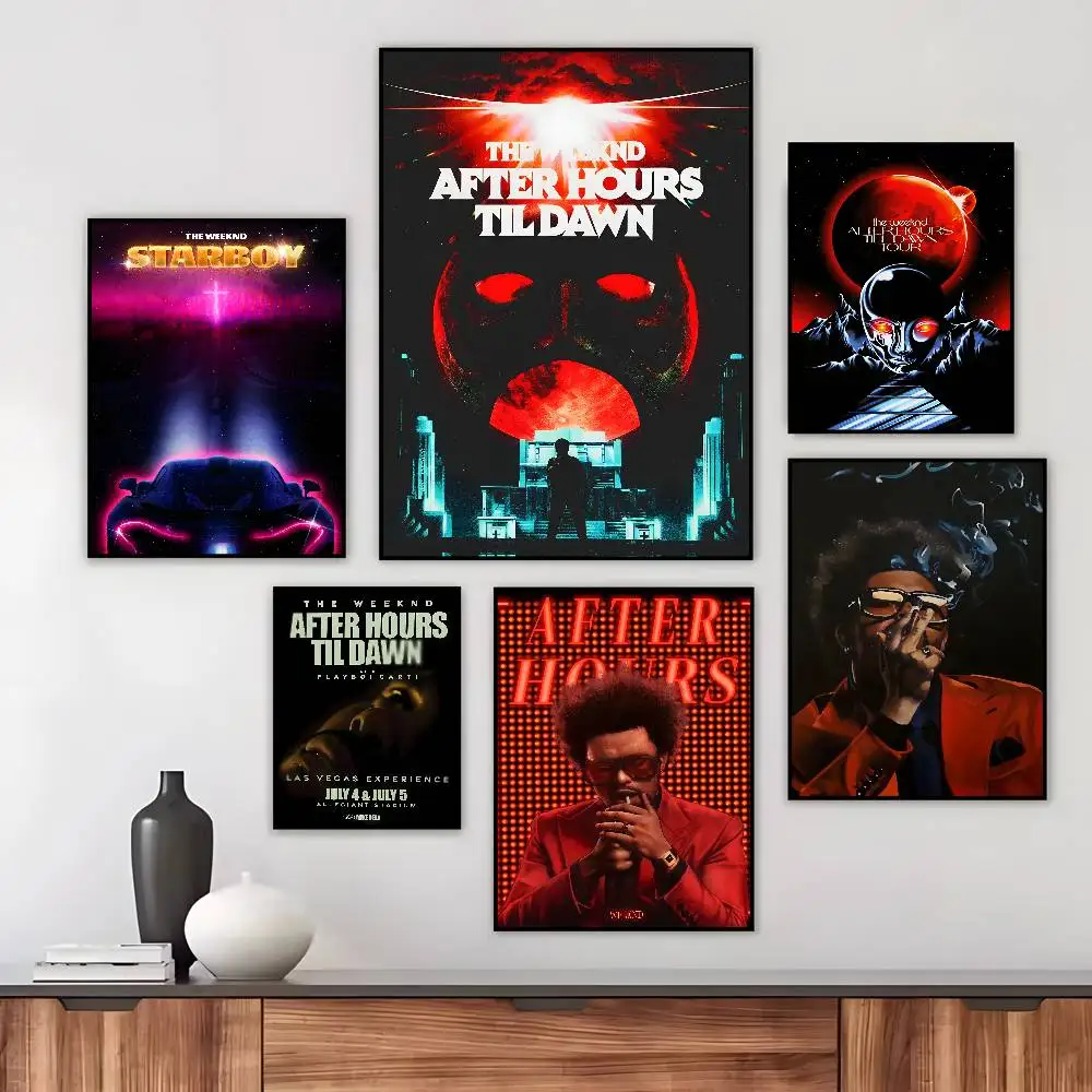 Popular Hip Hop Rapper The Weeknd Poster Art canvas HD aesthetic Printing Paper Wall Art for Living Room Bar fashion Home Decor