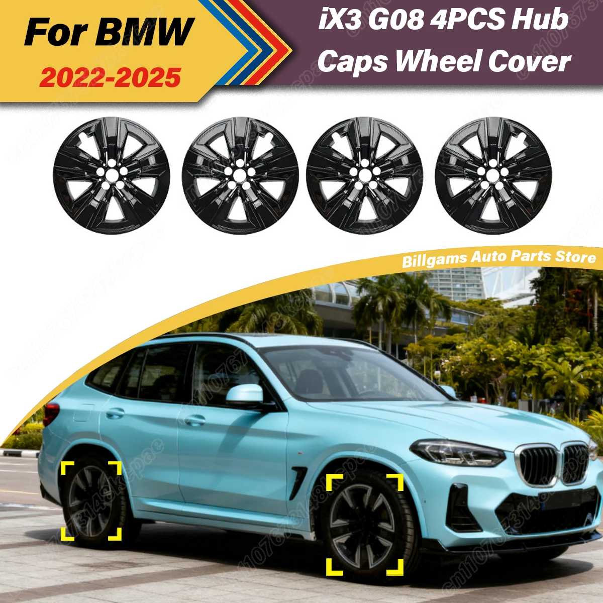 

For BMW G08 IX3 2022 2023 2024 4PCSAutomobile Hub Cap Wheel Protective Cover Modification Decoration External Accessories Kit