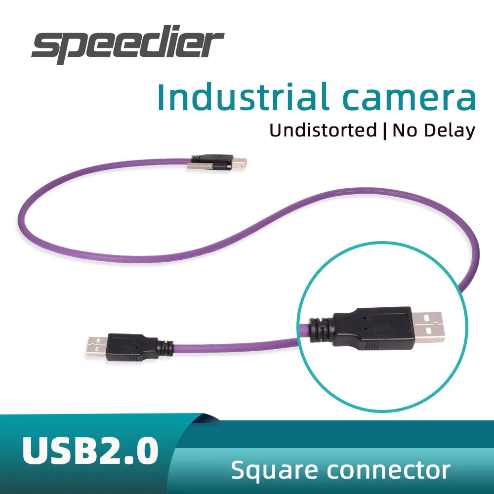 USB 2.0 B Public Data Cable Male Square Mouth Lockable for Industrial Camera Drag Chain Printer Fax Machine Scanner 3m 5m 8m 10m