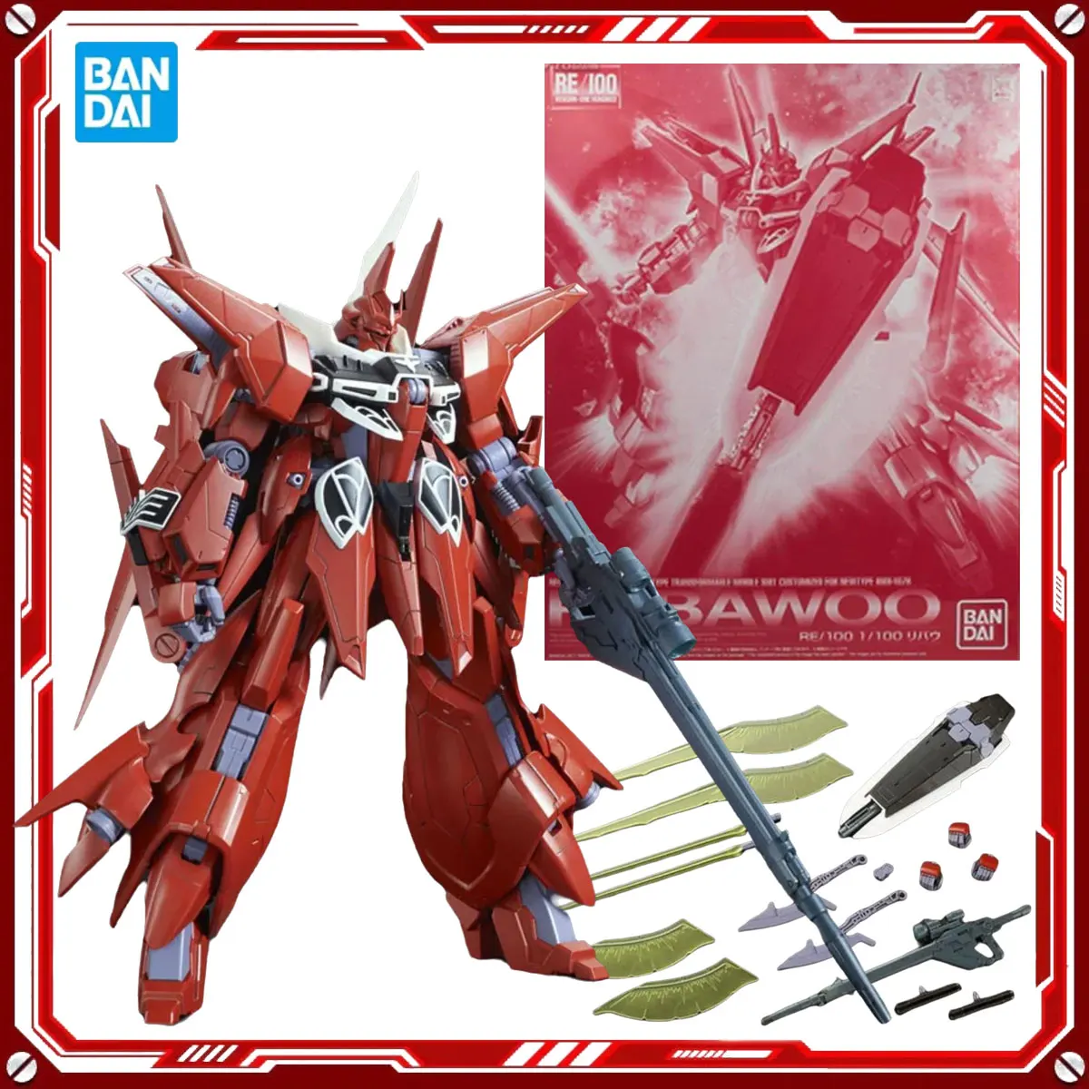 

Bandai Genuine Anime Model Kits Gundam AMX-107R REBAWOO Toys RE 1/100 Action Figure Assembly Model Boys Child Gift Original Box