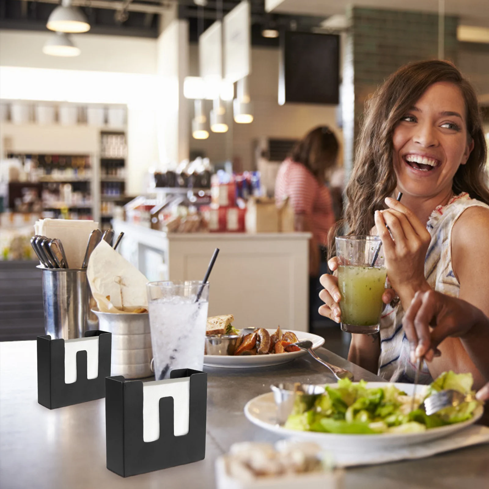 

1 pc Stainless Steel Holder Black Rustproof Table Napkin Stand For Bar Hotel Restaurant Use Napkin Dispenser Rack